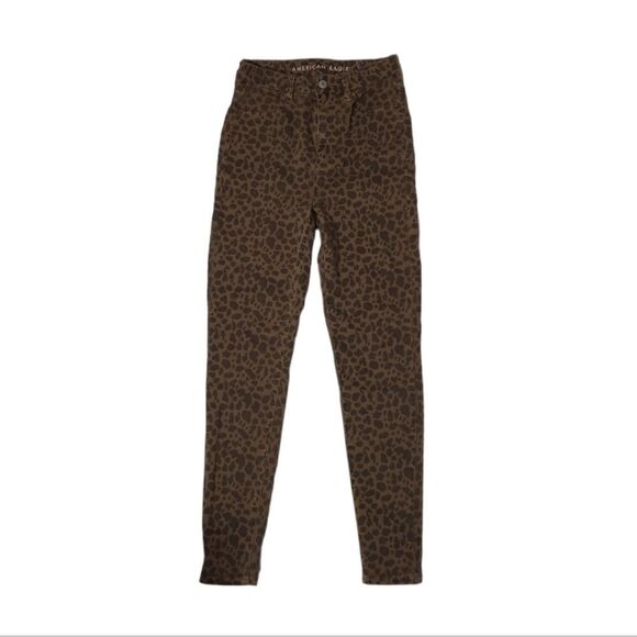 AMERICAN EAGLE cheetah curvy super hi‎ rise jegging jeans next level stretch 4 - Picture 1 of 10